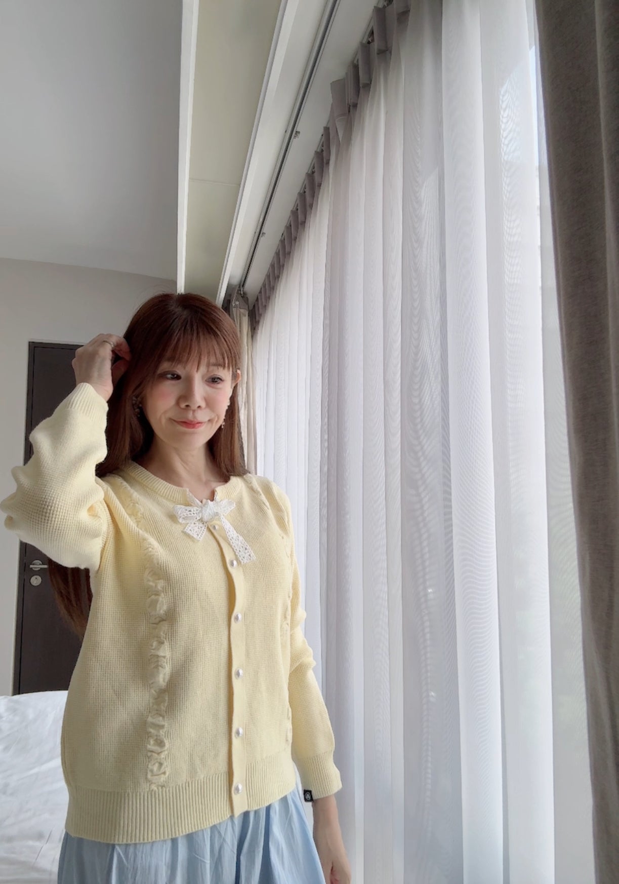 リボン付きカーディガン